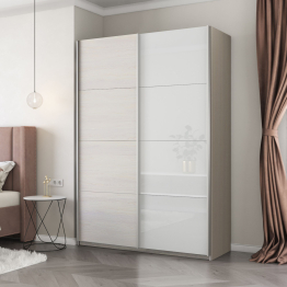 Шкаф-купе Прайм 2-х дверный ДСП/Стекло белое/Доводчики 140х57х230