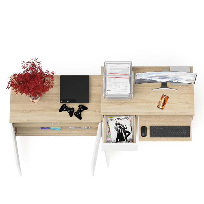 Прямые компьютерные столы, Компьютерный стол ящик и дверка Мори МС-1 левый с широкой тумбой 900