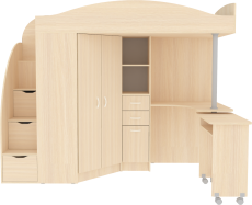 Кровати-чердаки, Кровать чердак Юниор 4, Дуб Молочный