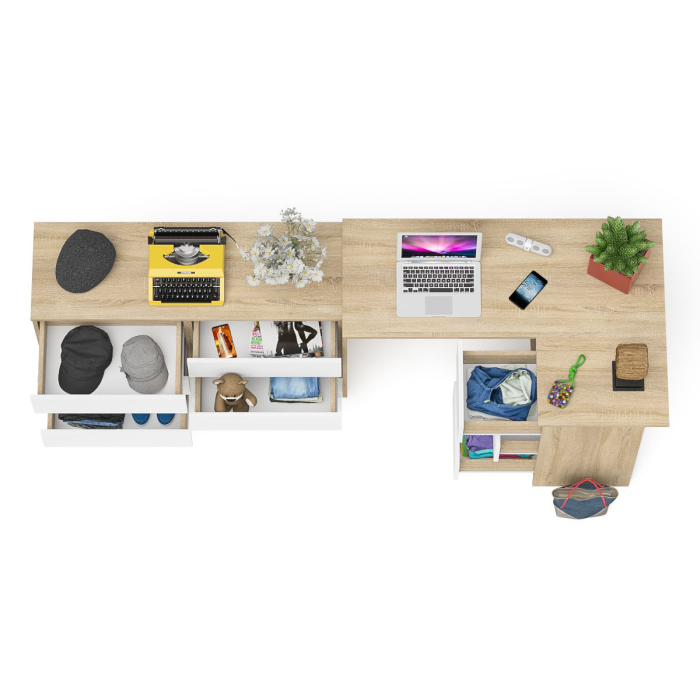 Компьютерные столы, Комод Мори 1200 6 ящиков и компьютерный угловой стол МС-16 правый