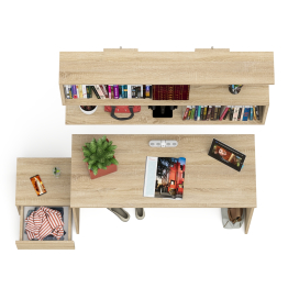 Стол письменный Мори 1200 с тумбочкой и навесной полкой 1200