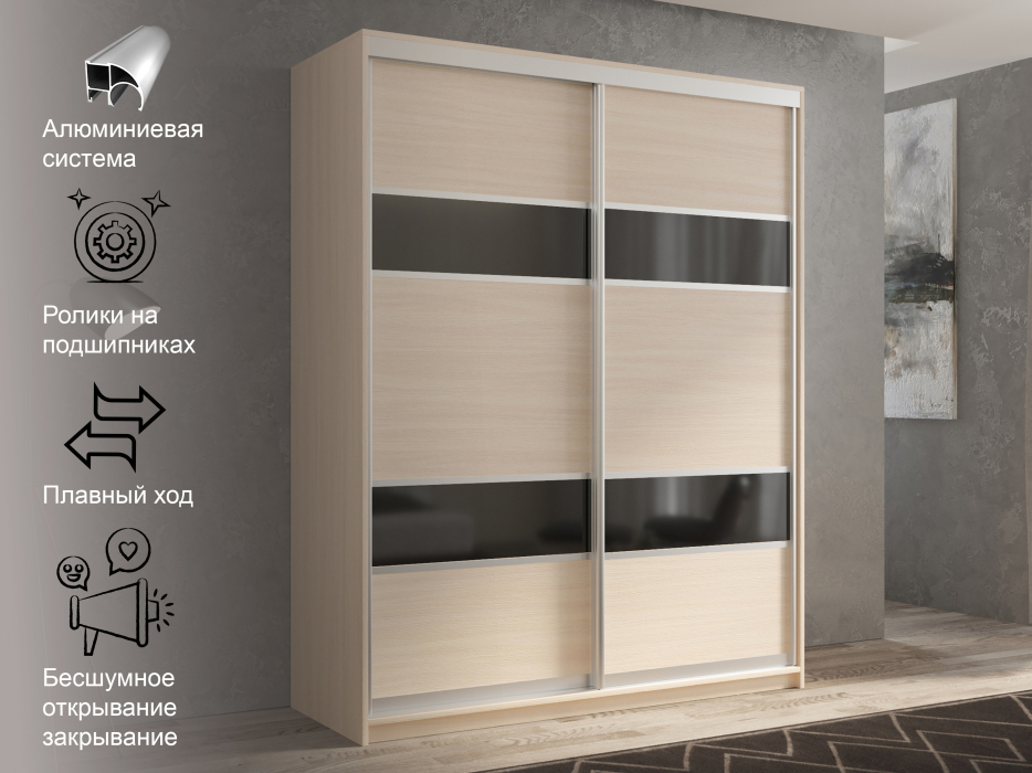 Шкафы-купе 2-х дверные, Шкаф-купе 2х дверный Кааппи 7 120х60