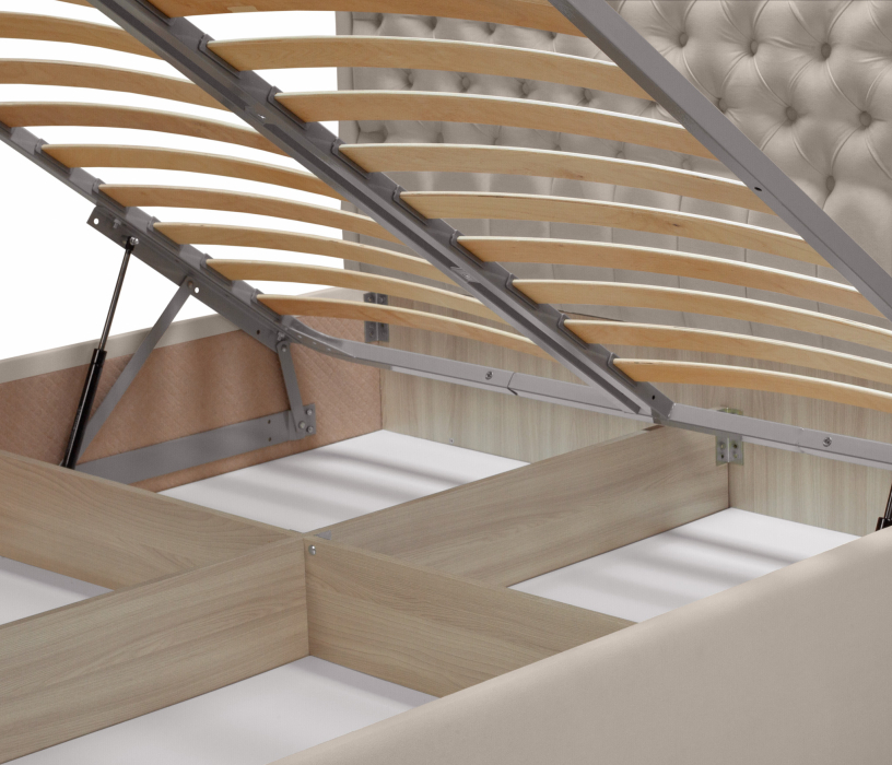 Мягкая кровать, Кровать с мягким изголовьем Флоренция 1600 с подъемным механизмом, микровелюр