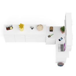 Угловой компьютерный стол с тремя ящиками Мори МС-16 левый с тумбой-комодом и книжной полкой