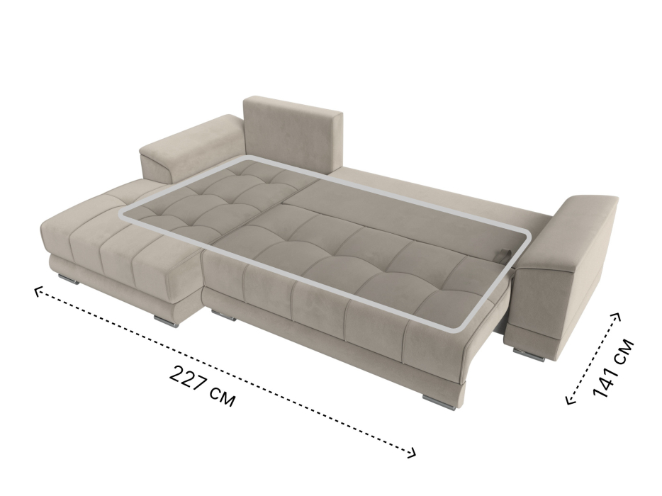 Диваны угловые в гостиную, Угловой диван НордСтар левый угол, микровельвет