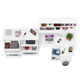 Набор мебели из углового компьютерного стола Мори МС-16 правого с книжной полкой и комода МК1200.10