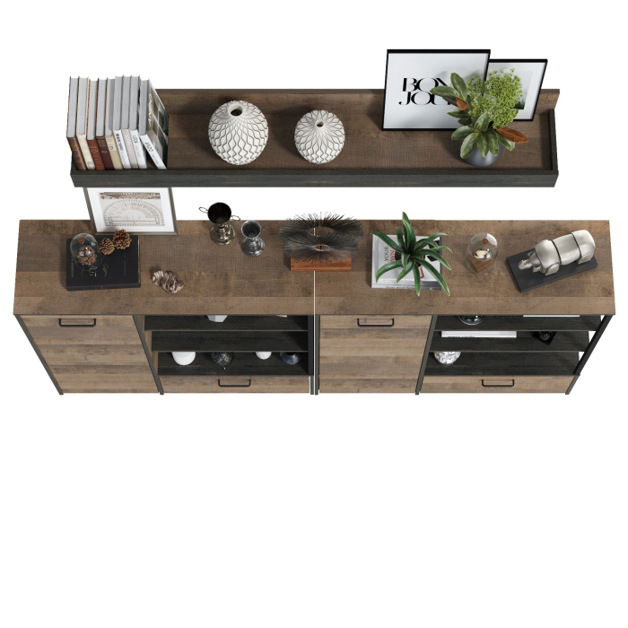 Стенки для гостиной, Два комода с дверками и ящиками и навесная полка Трувор