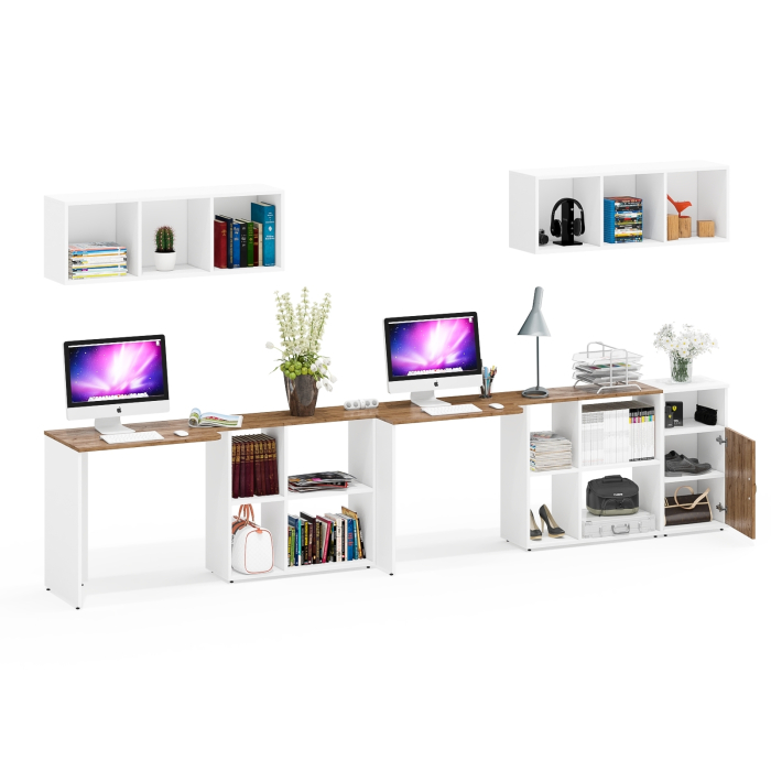 Домашние кабинеты, Мебель для домашнего офиса Лидер-8 из столов-трансформеров с навесными полками и тумбы с нишей