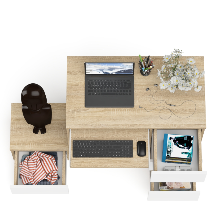 Прямые компьютерные столы, Стол компьютерный Мори МС-6 правое исполнение с тумбочкой 400-1