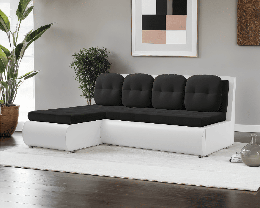 Диваны угловые в гостиную, Диван угловой Кормак (Велюр + Экокожа)