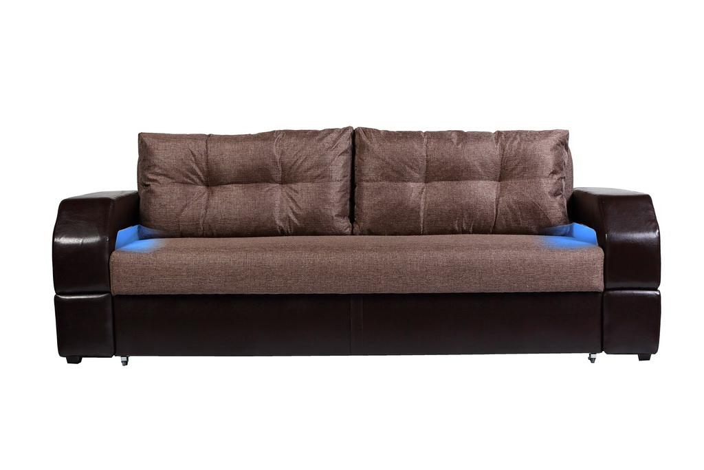 Диваны прямые, Диван-кровать еврокнижка, Манчестер 150 с подсветкой, рогожка/экокожа