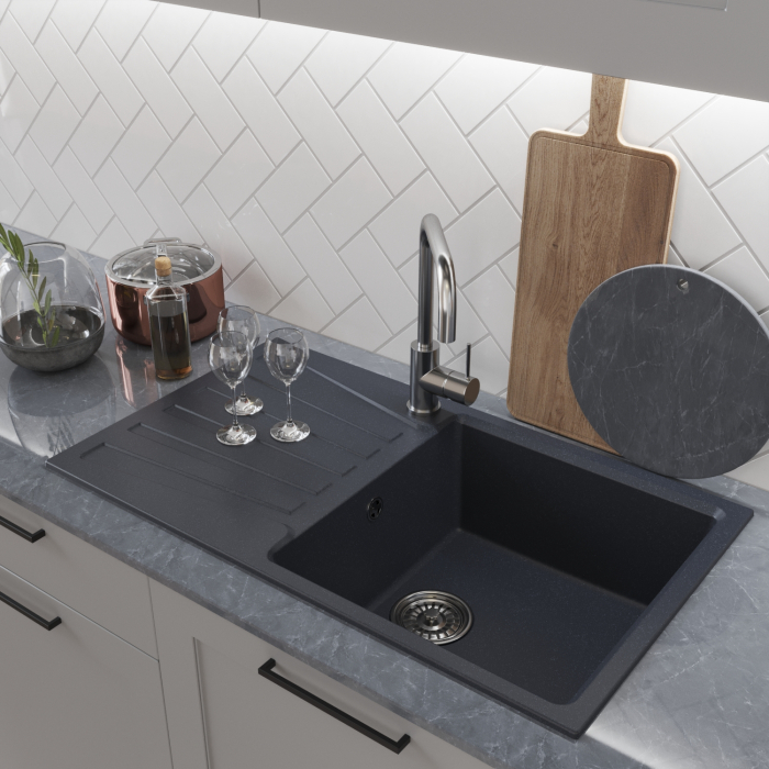 Кухонные мойки, Мойка ML-GM20 с крылом, 830*480*190мм NEW*