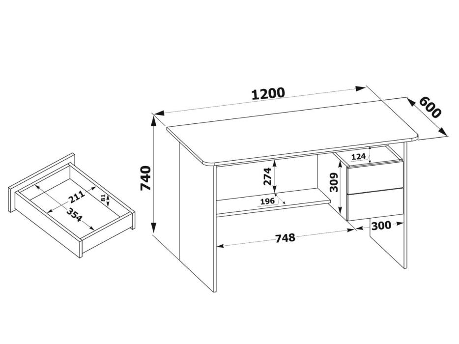 Прямые компьютерные столы, Компьютерный стол СПМ-07.1