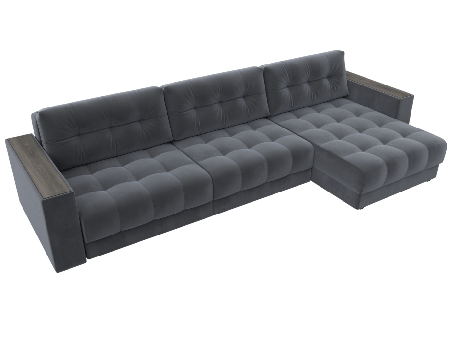 Дизайнерские диваны для гостиной, Диван угловой с декором Лига-049 НПБ Лонг, велюр SEVEN