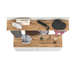 Две тумбы для обуви с ящиком и вешалкой с полкой Октава.