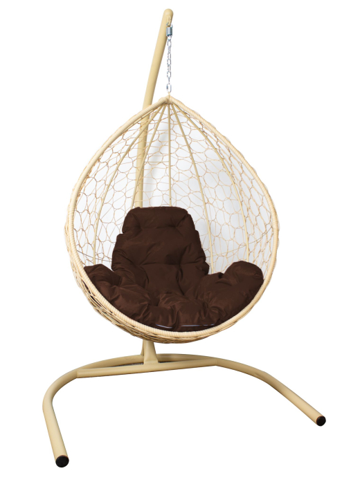 Подвесные кресла, Подвесное кресло КАПЛЯ с ротангом бежевое
