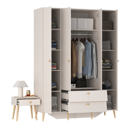 Шкаф 4-х дверный Афина и тумба прикроватная