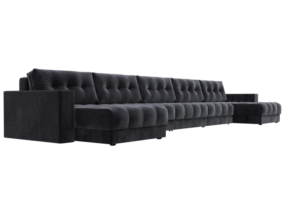 Диваны еврокнижки, Диван П-образный с декором Лига-049 НПБ Мегалонг, велюр TOWER