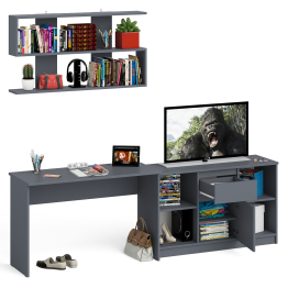 Тумба большая с дверками и нишами с письменным столом Мори и верхней полкой на 1200