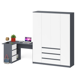 Стол компьютерный угловой с тумбой слева и шкаф 1600 Мори