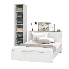 Кровать 1600 с ортопедическим основанием Остин и бельевой шкаф-пенал 13.225