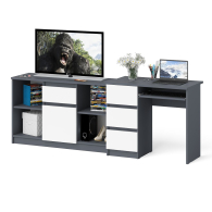 Домашние кабинеты, Стол компьютерный три ящика МС-6 левый с тумбой 1204-1 Мори