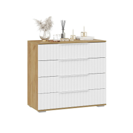 Комод Хилтон, дуб крафт золотой, белый матовый