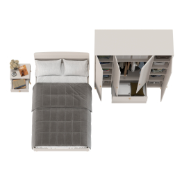 Прикроватная тумбочка Афина с кроватью 1200 и шкаф-комод 4-х дверный