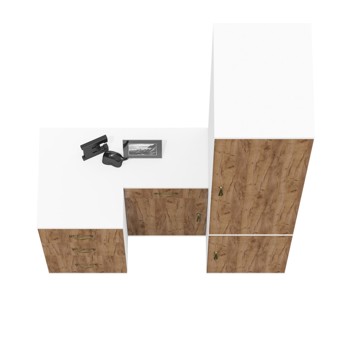 Домашние кабинеты, Тумбы две с ящиками и дверкой и глубокий пенал Лидер-8 23Б