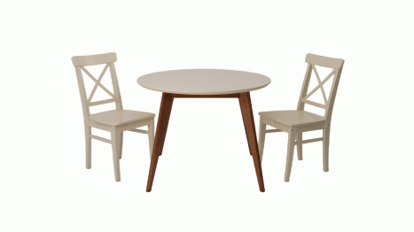 Стол Сканди К 100 орех/слоновая кость со стульями Ингольф слоновая кость