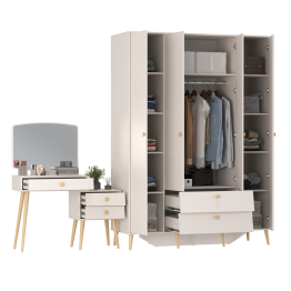 Трюмо с зеркалом и ящиками и комод-шкаф 4-х дверный Афина