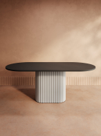 Обеденные столы, Стол овальный обеденный с металлическим белым подстольем 180*90*75