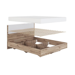 Кровать 1,8 с мягким элементом Николь мод. 1.6, дуб альпийский, белый экокожа