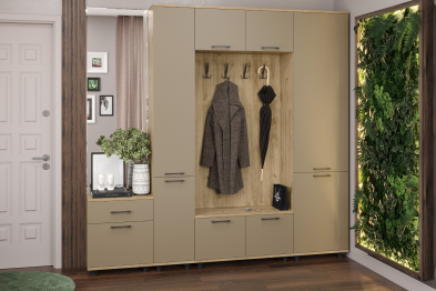 Модульная прихожая Грейс композиция 3  Гикори Джексон Светлый