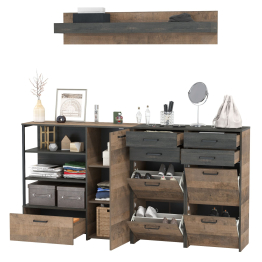 Комод-тумба в прихожую с навесной полкой и двумя обувницами с ящиками Трувор