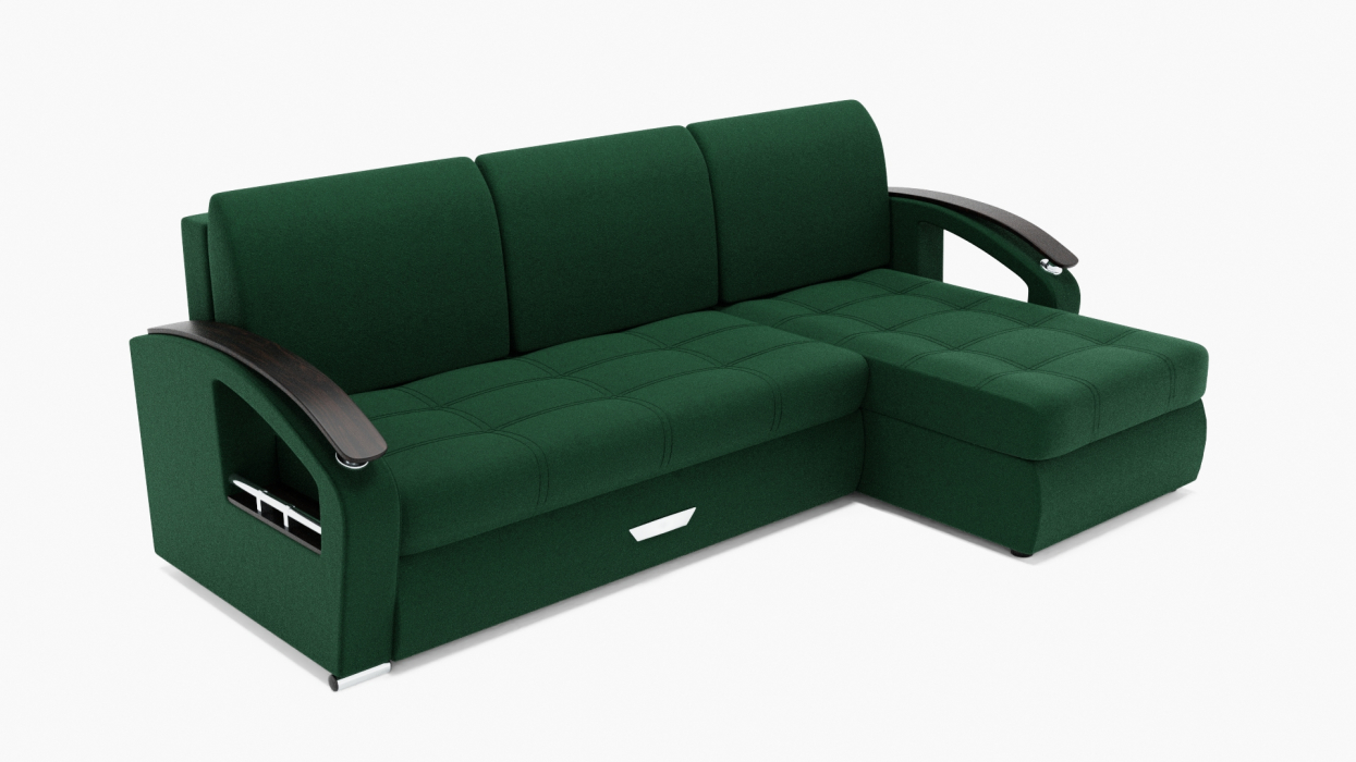 Диваны угловые в гостиную, Угловой диван Дубай-1 с оттоманкой ППУ, велюр