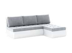 Диваны угловые в гостиную, Диван-кровать угловой Кормак без подлокотников, рогожка +кож.зам белый