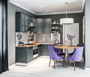 Кухонный гарнитур Регина Белый/Серый матовый/Дуб Бильбао 2,4х1,6 м