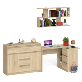 Угловой стол компьютерный Мори МС-16 правый с комодом МК1200.4 и открытой книжной полкой