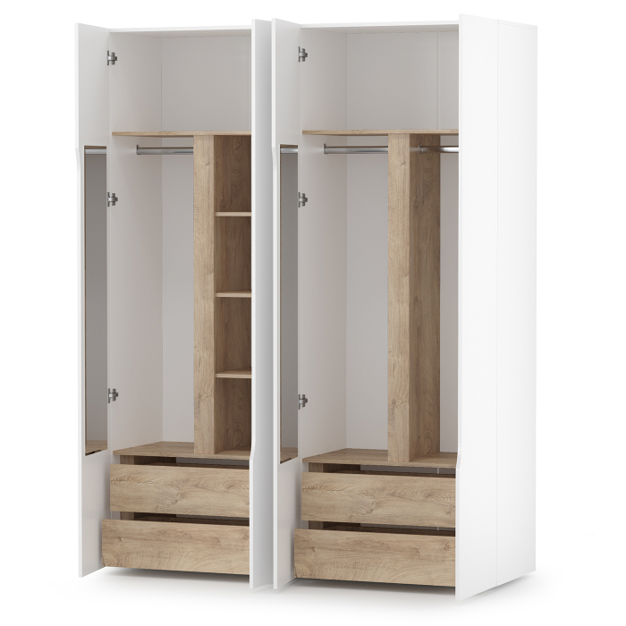 В гостиную, Два шкафа двустворчатых Муссон белый/дуб эндгрейн элегантный