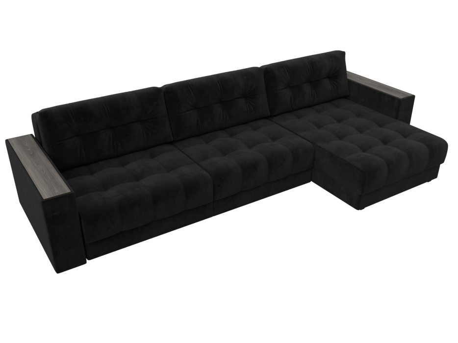 Дизайнерские диваны для гостиной, Диван угловой с декором Лига-049 НПБ Лонг, велюр SEVEN