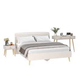 Кровать двуспальная Афина 1600 с прикроватной тумбой и столиком