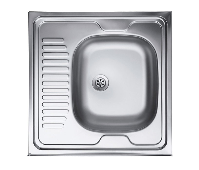 Кухонные мойки, Мойка накладная EC-209 60*60 чаша справа