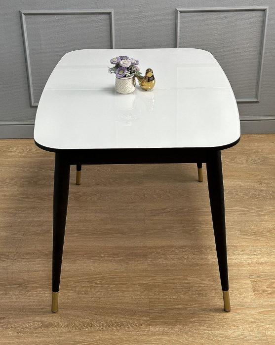 Обеденные столы, Стол Kenner K1200 раздвижной, стекло белое глянец