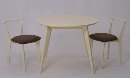 Стол Сканди К 100 слоновая кость со стульями Франк слоновая кость велюр коричневый