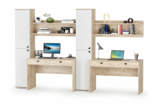 Детские комнаты, Два рабочих места Бостон № 09 с полками и пеналами 