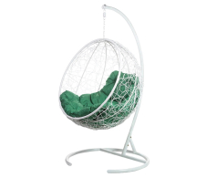 Мебель из ротанга, Подвесные качели Kokos White Зеленая подушка