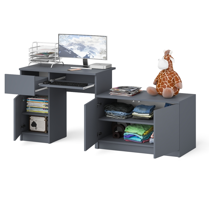 Прямые компьютерные столы, Компьютерный стол ящик и дверка Мори МС-1 левый с широкой тумбой 900