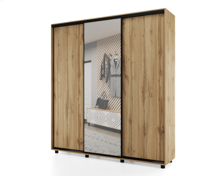 Шкафы-купе 3-х дверные, Шкаф-купе PRIME, 177х60 с зеркалом