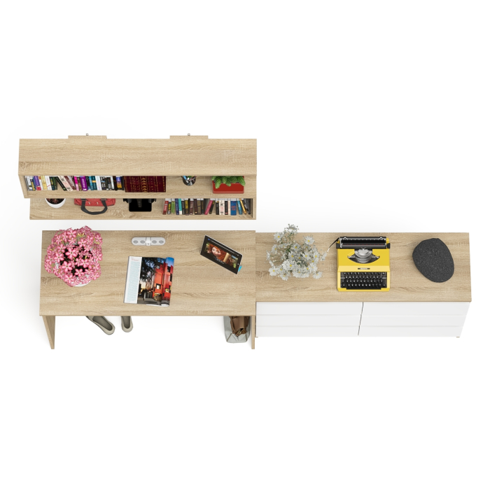 Прямые компьютерные столы, Мори стол письменный 1200.1 с полкой 1200 и широким комодом